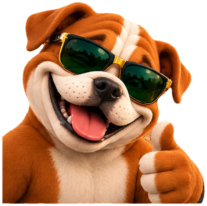 Bulldog mascot giving a thumbs up